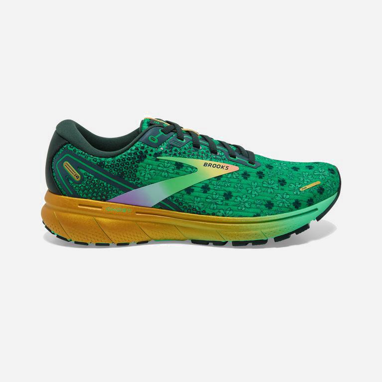 Brooks Women's Ghost 14 Cushioned Road Running Shoes Singapore - Bright Green/Gables/Gold (67401-VRO